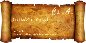 Csikár Antal névjegykártya