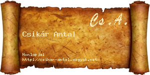 Csikár Antal névjegykártya